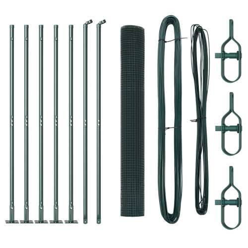 set stupova ograde Set od 2 Zeleni Metalni 10 x 1 m Izdržljivo Cijena