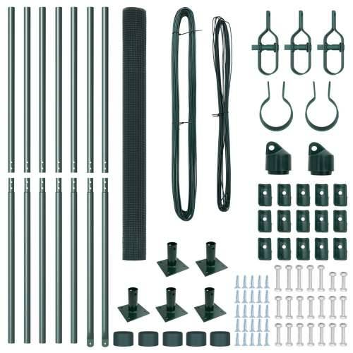 Zeleni set stubova ograde Set od 2 Zelena Čelik obložen prahom Cijena