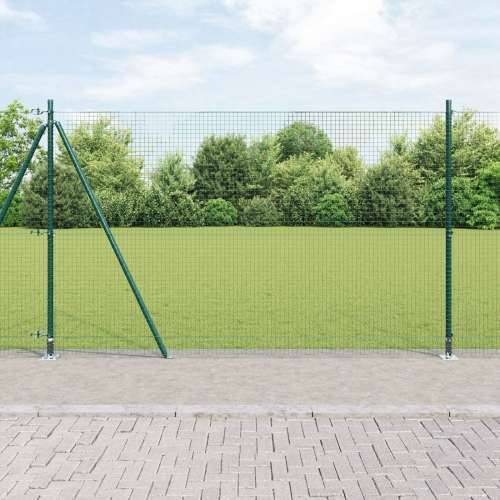 Zavarena Žičana Ograda sa 7 Uvučenih Stupova Zelena 1.6x10 m Čelik Cijena