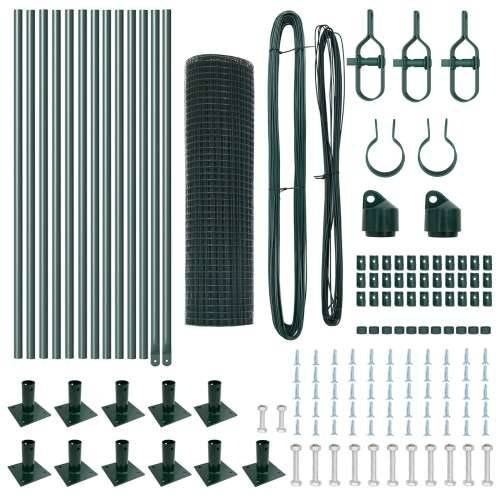 Set stupova za ograde Set od 2 Zeleni Metal 25 x 0.5 m Čvrst Cijena