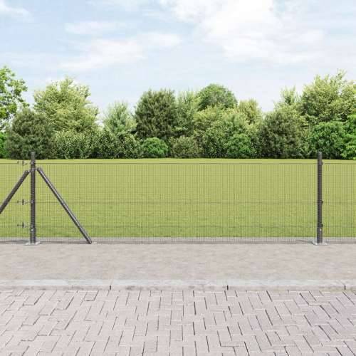 Zavarena žičana ograda s 7 flanged stupovima Siva 0.6x10 m Čelik Cijena