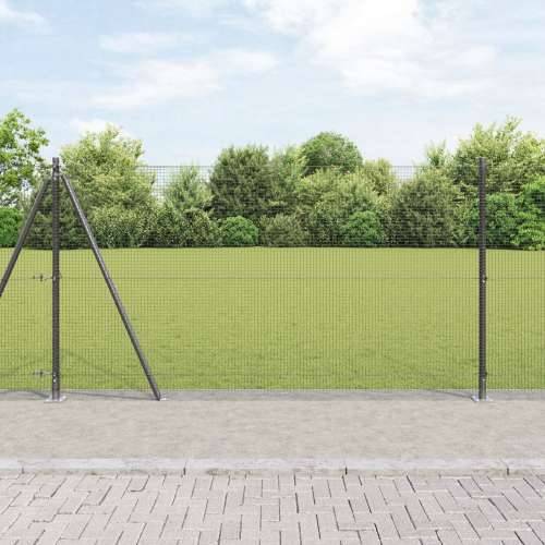 Zavarena Ograda s 13 Priključnim Stupovima Siva 1.2x25 m Čelik Cijena