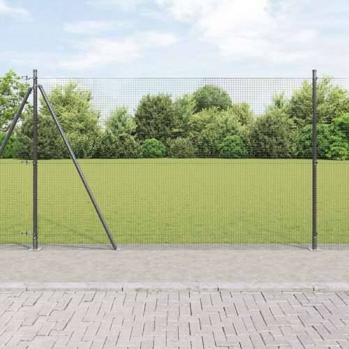 Zavarena žičana ograda s 13 flangiranim stubovima Siva 1.4x25 m Čelik Cijena