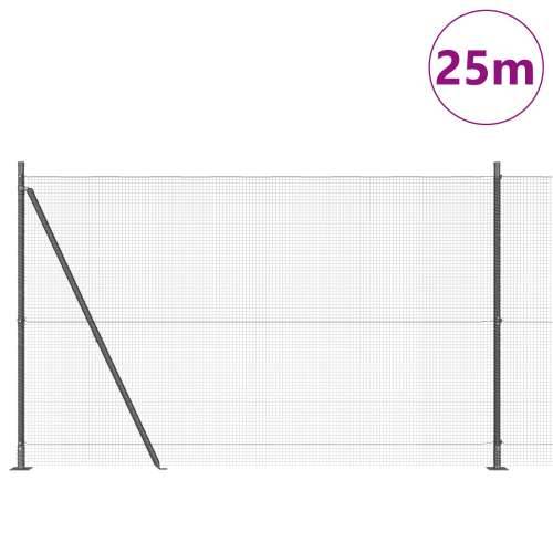 zavarena žičana ograda s 13 stubova s rubom Siva 1.5x25 m Čelik Cijena