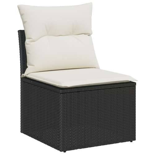 set vrtnih sofa od 5 dijelova s jastučićima crni poli ratan, 2-sjedalna vrtna sofa s pohranom i jastučićima crni poli ratan Cijena