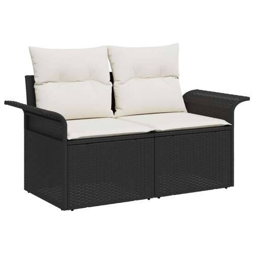 set vrtnih sofa od 5 dijelova s jastučićima crni poli ratan, 2-sjedalna vrtna sofa s pohranom i jastučićima crni poli ratan Cijena