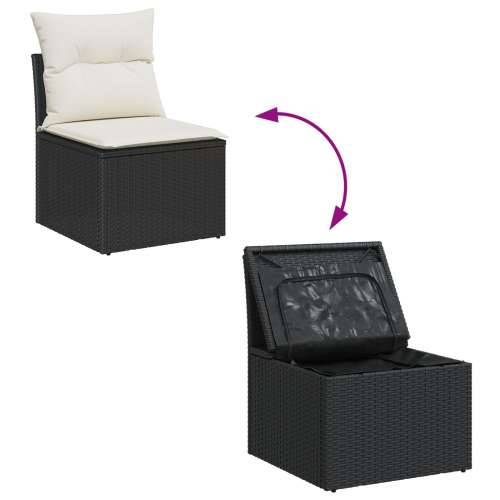 set vrtnih sofa od 5 dijelova s jastučićima crni poli ratan, 2-sjedalna vrtna sofa s pohranom i jastučićima crni poli ratan Cijena