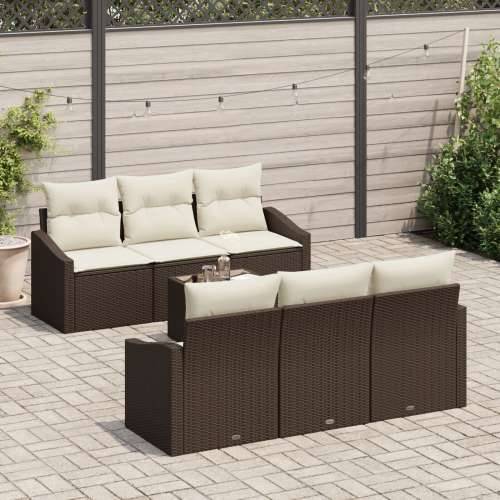 7-Dijelni Vrtni Sofa Set s Jastučićima Smeđi Poli Ratan Cijena
