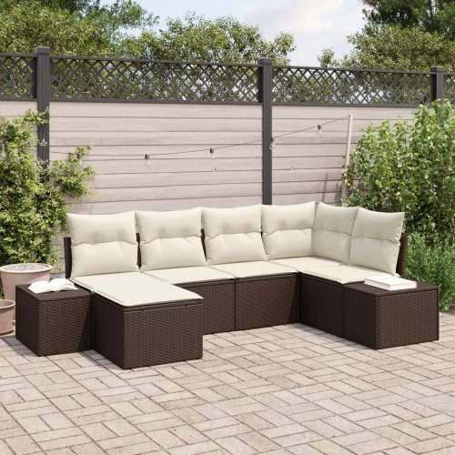 6-dijelni set vrtne sofa s jastučićima smeđi poli ratan Cijena