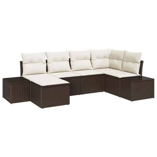6-dijelni set vrtne sofa s jastučićima smeđi poli ratan Cijena