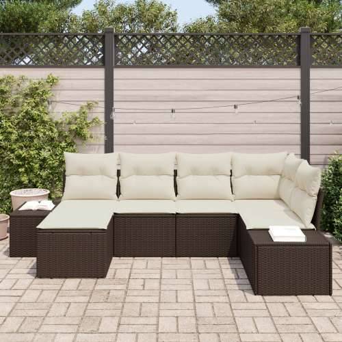6-dijelni set vrtne sofa s jastučićima smeđi poli ratan Cijena