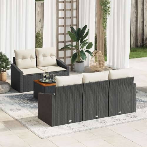 Set od 6 Vrtnih Sofas s Jastučićima Crna Poly Ratan Akacija Cijena