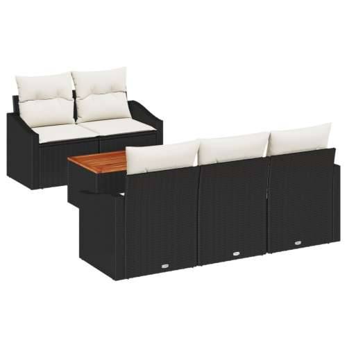 Set od 6 Vrtnih Sofas s Jastučićima Crna Poly Ratan Akacija Cijena