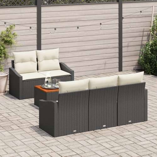 Set od 6 Vrtnih Sofas s Jastučićima Crna Poly Ratan Akacija Cijena