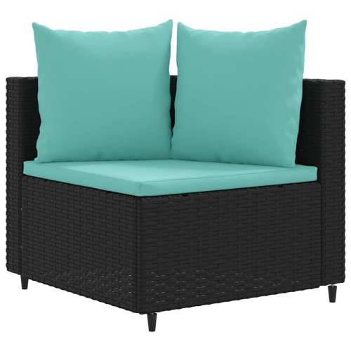 Vrtna garnitura - 9-dijelni set vrtnih sofa s jastucima crni od poliratana - Crna i plava 8 Cijena