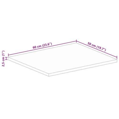 Stolna ploča 60x50x2,5 cm pravokutna od masivnog drva manga - Drvo manga (prirodno) 60 x 50 cm 1 25 mm Cijena