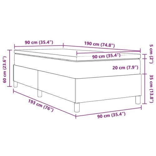 Box Spring krevet s madracem Lagano Siva Jednokrevetni Baršunasta tkanina Cijena