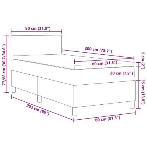 Krevet s kutijom opruge s madracem Svijetlosiva 80x200 cm Tkanina od korduroja Cijena