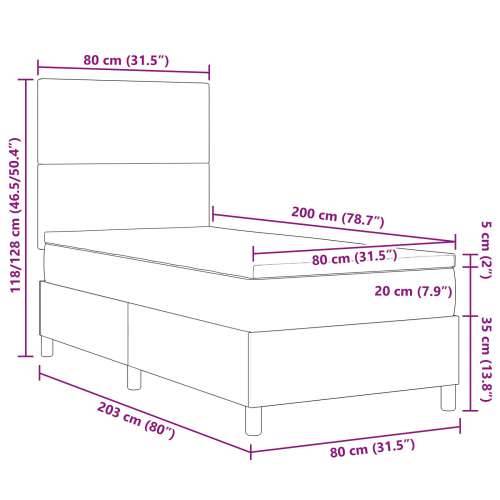 krevet s box springom s madracem svijetlosivi 80x200 cm kordura tkanina Cijena