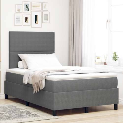 Box Spring Krevet s madracem svijetlo sivi mali dvostruki kašmir tkanina Cijena
