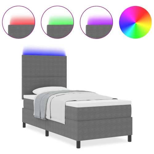 Box Spring Krevet s Madracem & LED Svijetlosivi 80x200 cm Tkanina od čempresa Cijena