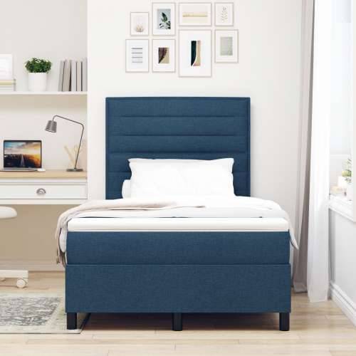 Box Spring Krevet s madracem Plava Mala Dvojna Tkanina Cijena