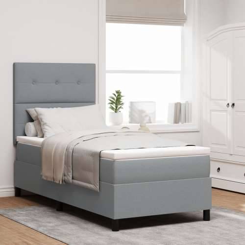 Box Spring Krevet s Madracem Svijetlo Sivi Jednokrevetni Tkani Cijena