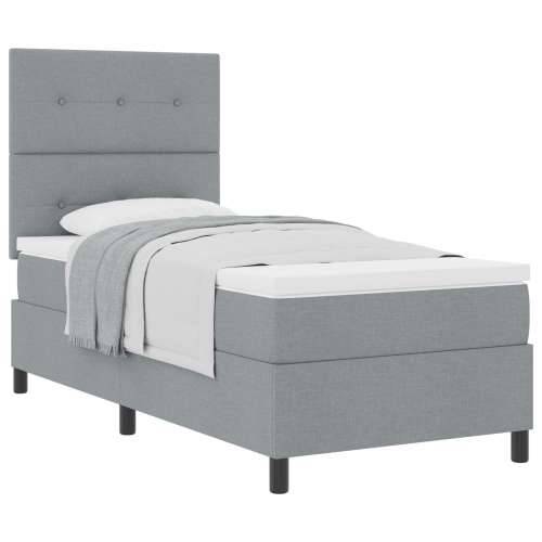 Box Spring Krevet s Madracem Svijetlo Sivi Jednokrevetni Tkani Cijena