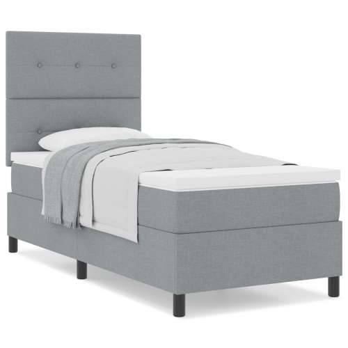 Box Spring Krevet s Madracem Svijetlo Sivi Jednokrevetni Tkani Cijena