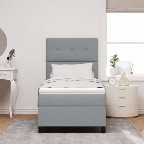 Box Spring Krevet s Madracem Svijetlo Sivi Jednokrevetni Tkani Cijena