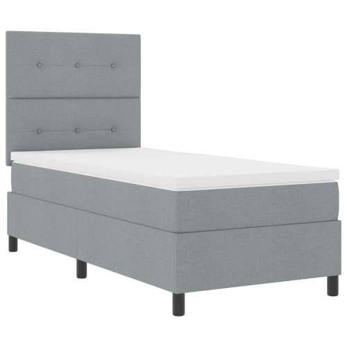 Box Spring Krevet s Madracem Svijetlo Sivi Jednokrevetni Tkani Cijena