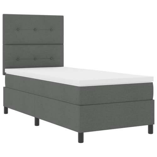 Box Spring krevet s madracem Tamnosivi jednokrevetni Tkanina Cijena