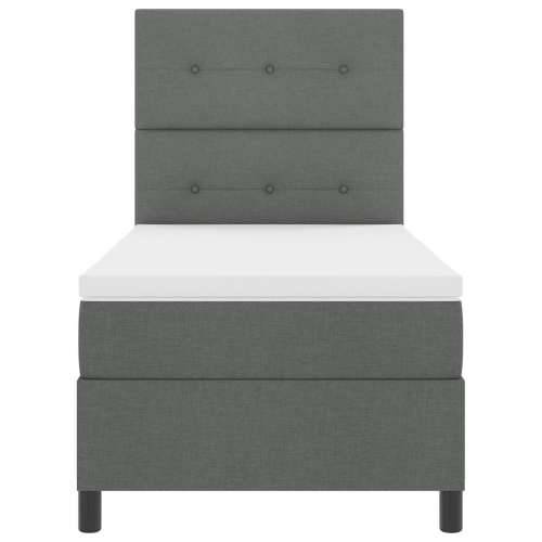 Box Spring krevet s madracem Tamnosivi jednokrevetni Tkanina Cijena