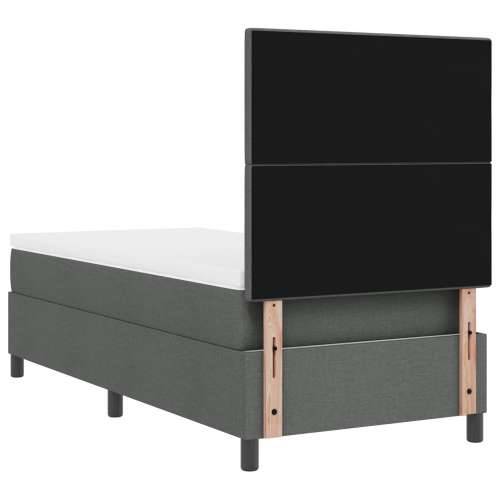 Box Spring krevet s madracem Tamnosivi jednokrevetni Tkanina Cijena