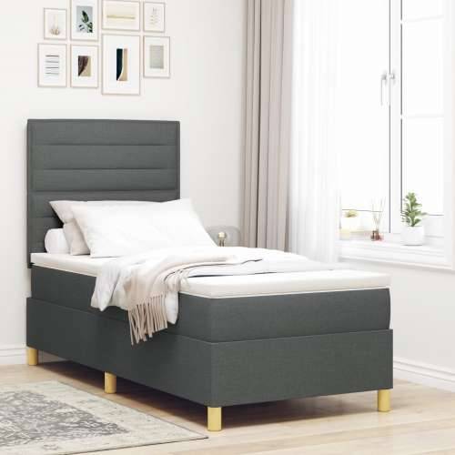 Box Spring Krevet s Madracem Tamno Sivi Jednokrevetni Tkanina Cijena