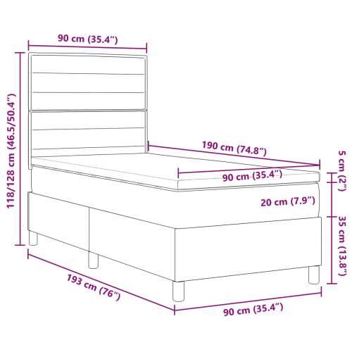 Box Spring Krevet s Madracem Tamno Sivi Jednokrevetni Tkanina Cijena