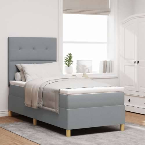 Box Spring Bed s madracem svijetlosivi jednokrevetni tkanina Cijena