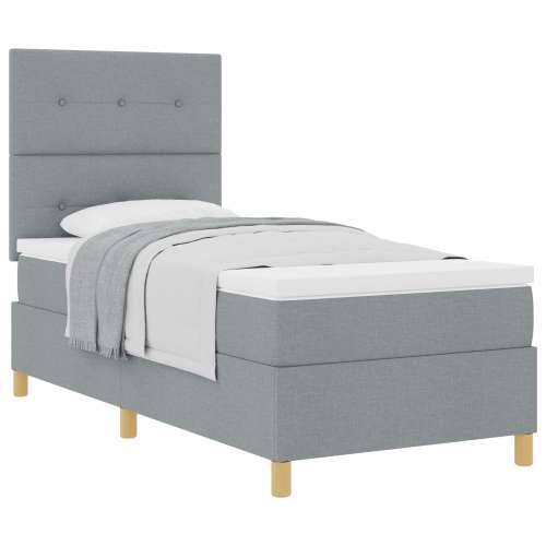 Box Spring Bed s madracem svijetlosivi jednokrevetni tkanina Cijena