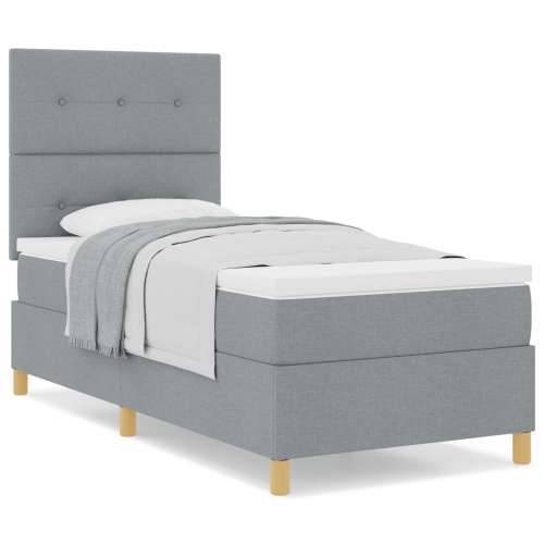 Box Spring Bed s madracem svijetlosivi jednokrevetni tkanina Cijena