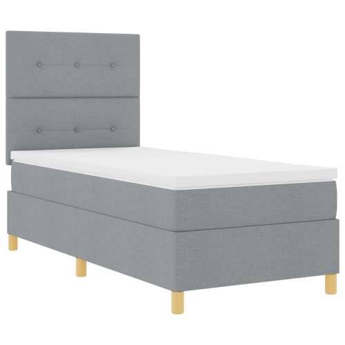 Box Spring Bed s madracem svijetlosivi jednokrevetni tkanina Cijena