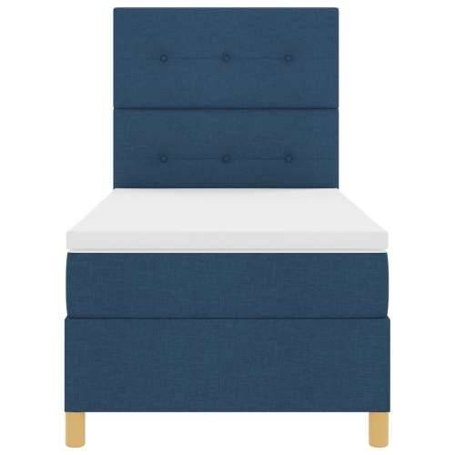Box Spring Krevet s madracem plavi pojedinačni tkanina Cijena