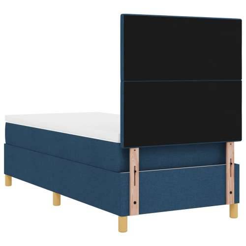 Box Spring Krevet s madracem plavi pojedinačni tkanina Cijena