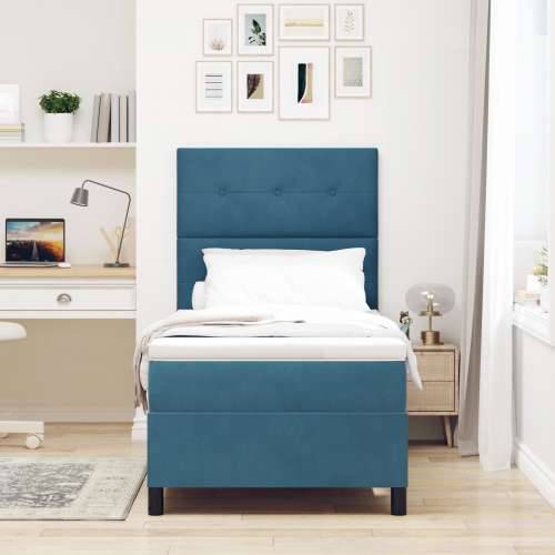 Box Spring krevet s madracem tamnoplave boje 80x200 cm od baršuna Cijena