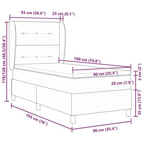 Krevet s podnicom i madracem Crni 90x190 cm Tkanina Cijena