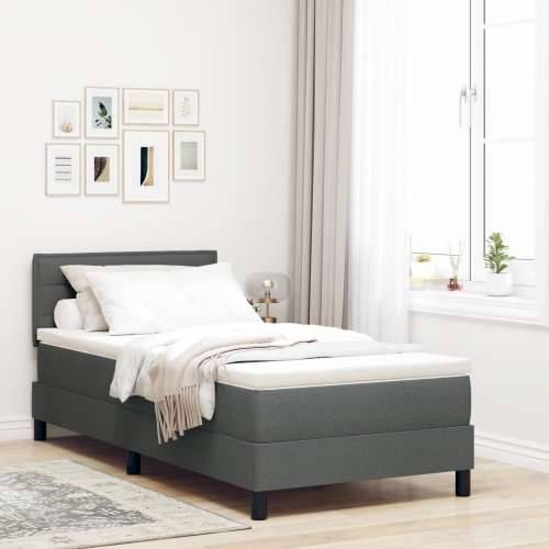 Box Spring Krevet s Madracem & LED Tamno Siva 90x190 cm Tkanina Cijena