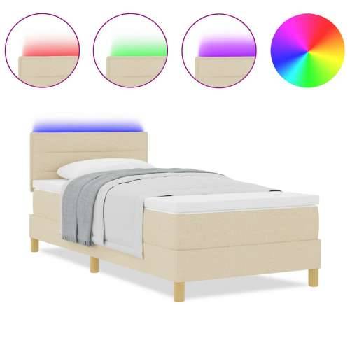 Krevet s oprugama s madracem i LED-om Krem 80x200 cm Tkanina Cijena