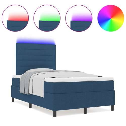 Krevet s kutijom s madracem i LED plavi 120x190 cm Tkanina Cijena