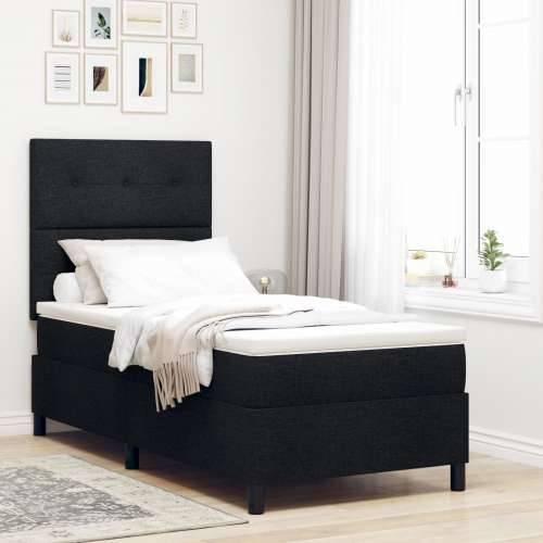 Krevet s kutijom s madracem i LED Crna 90x190 cm Tkanina Cijena