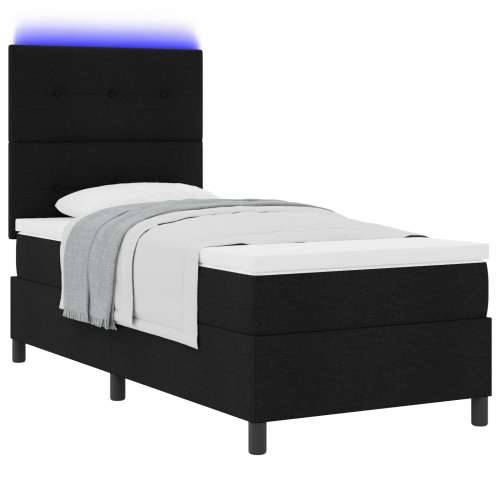 Krevet s kutijom s madracem i LED Crna 90x190 cm Tkanina Cijena