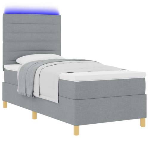 Krevet s kutijom s madracem i LED svjetlom svijetlosivi 90 x 190 cm tkanina Cijena